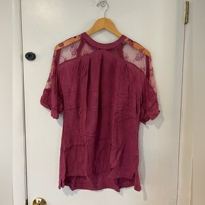 Free People Lace-Trimmed Top